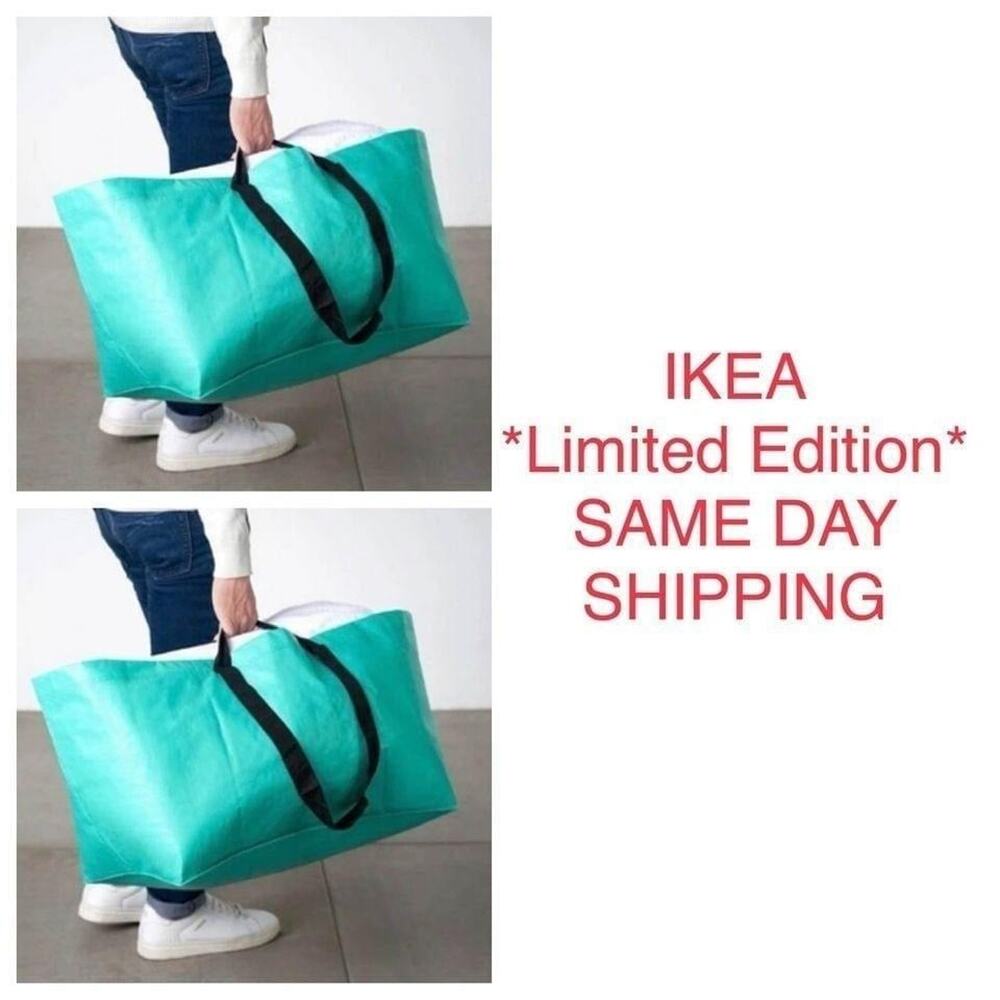 2 bags LIMITED EDITION IKEA Slukis TEAL Large Shopping Bag Reusable Laundry